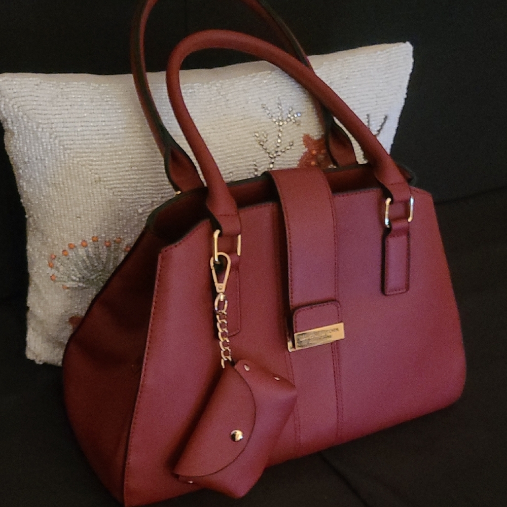 Marc New York Red Leather Satchel with Gold Hardware - Picture 12 of 14